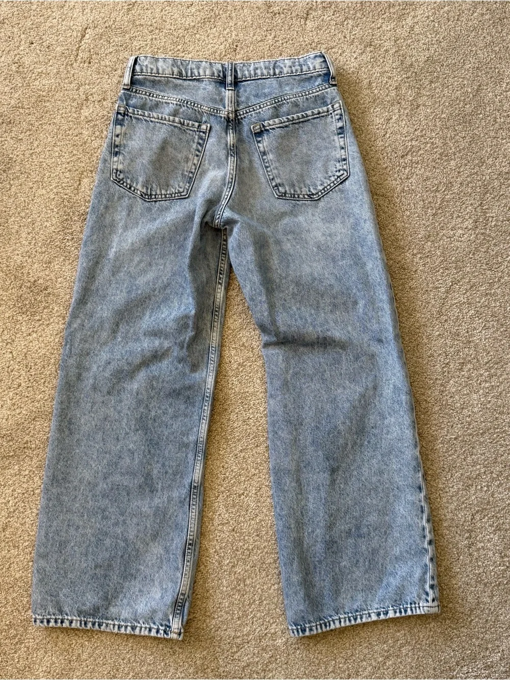 Gap Jeans Girls Low Stride Wide Leg Light Wash Distressed Size 16